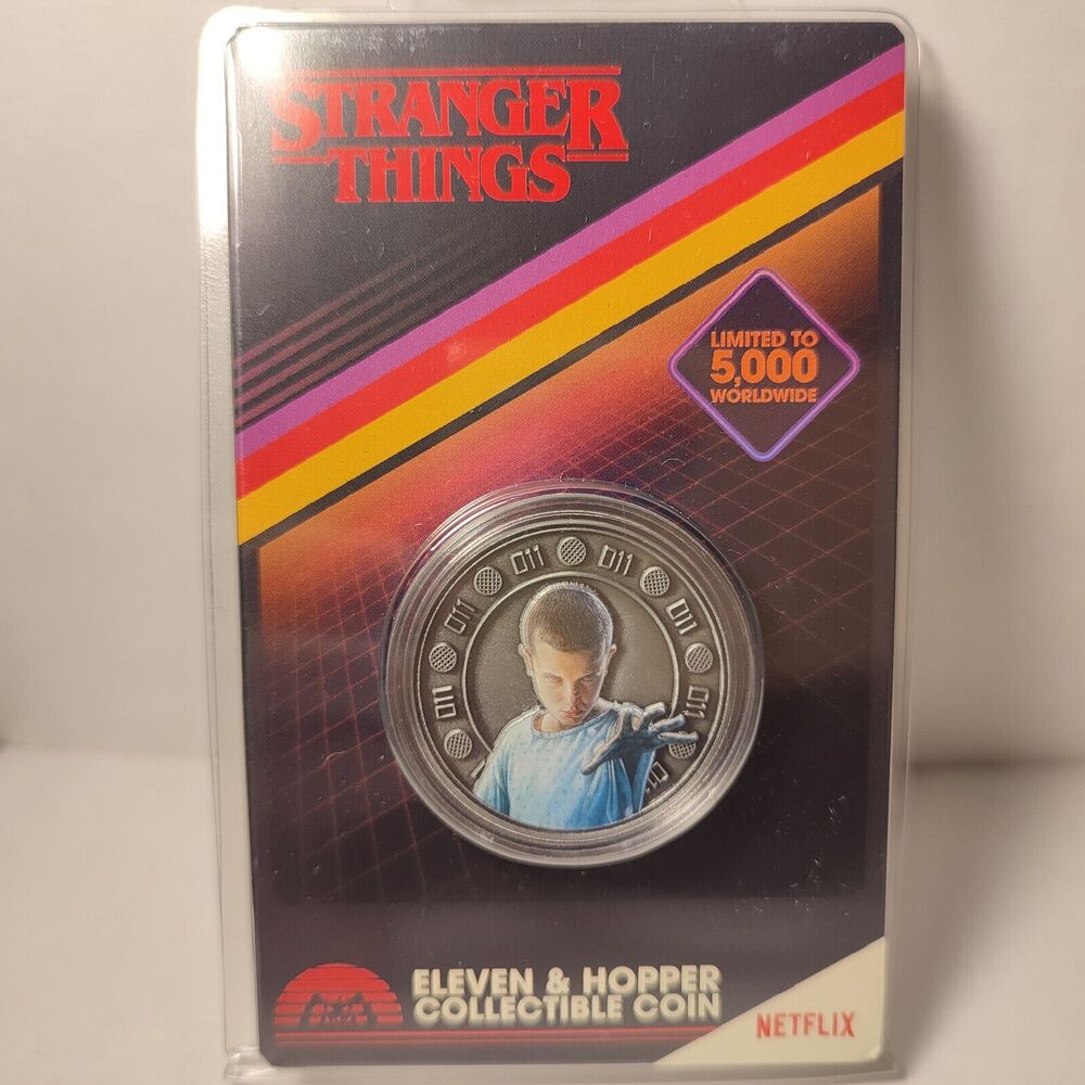Stranger Things Eleven & Hopper Metal Coin Official Netflix Collectible Badge